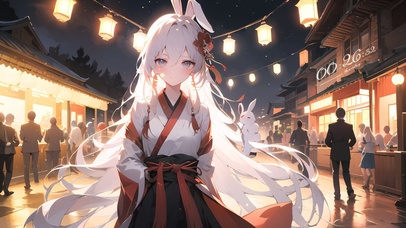 温馨汉服街道少女