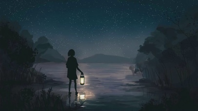 夜空提灯少女