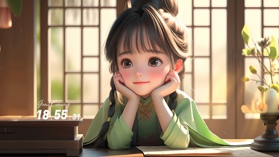 发呆的汉服小女孩