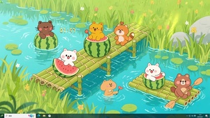 清凉夏日竹筏小熊