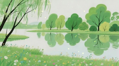 把春天，画进湖水里