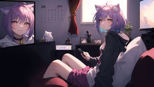 居家猫耳少女