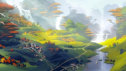 4K 水墨小镇风景