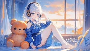 克莱因蓝少女的夕阳