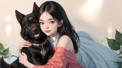 女孩和她的狗狗