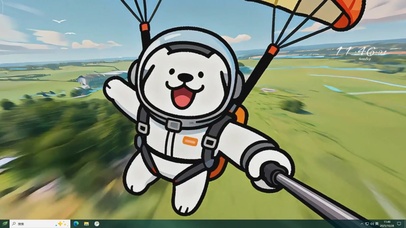 可爱小狗滑翔伞 拍摄中