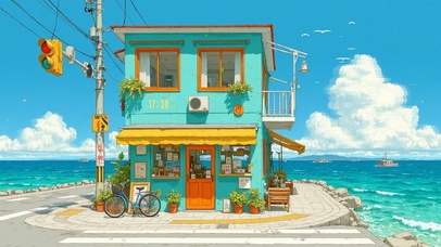 海滨小屋治愈风景
