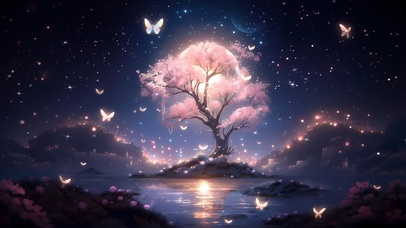 樱花树下的星空