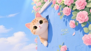 呆萌探头小猫咪