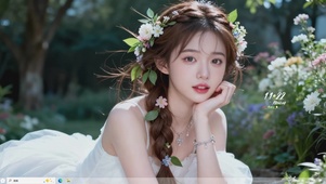 治愈春天鲜花女孩