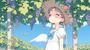 葡萄架下可爱少女