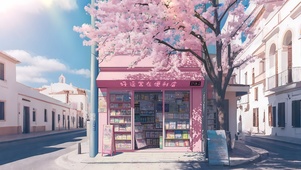 治愈空灵唯美！樱花树下便利店