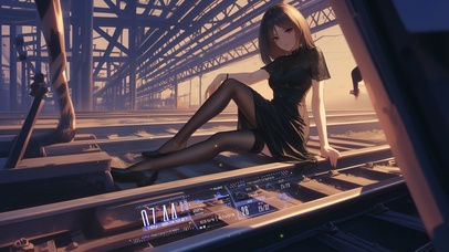 长发随风飘舞，如同波浪般翻涌