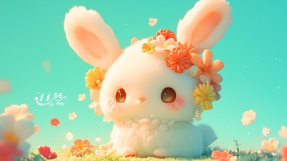 可爱花朵兔兔