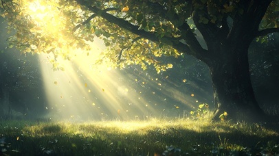 阳光洒落的森林之舞