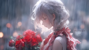雨中鲜花少女