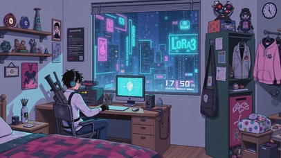 像素风赛博朋克房间