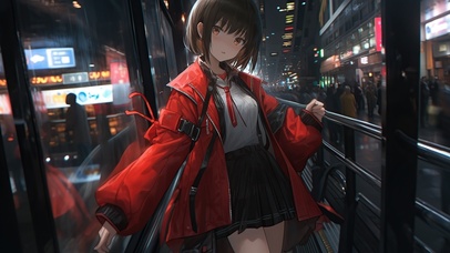 地铁站红衣少女