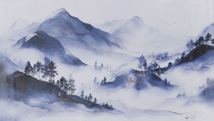 水墨山水AI鎏金壁纸