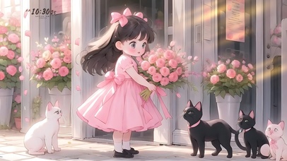 小女孩和她的小猫咪