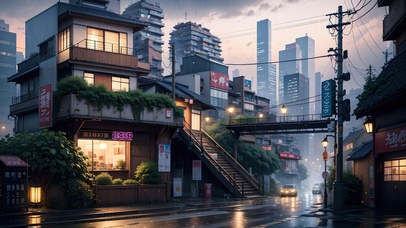 4K唯美治愈雨夜城市街道