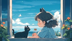 窗台少女