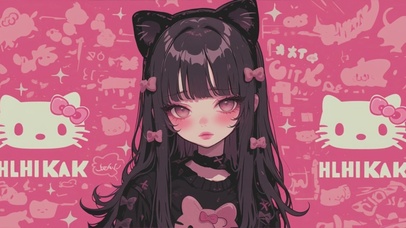 粉色可爱二次元动漫少女