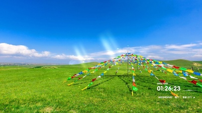 治愈唯美蓝天下的草原