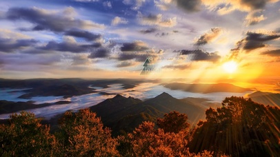 4k 唯美日落山峰云海