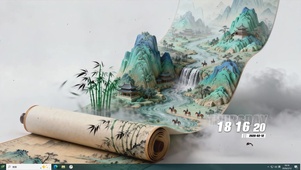 古风山水卷画桌面主题