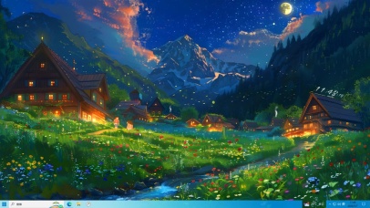 夕阳湖水荧光小屋