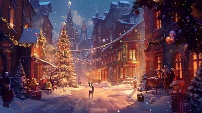 圣诞温暖小镇风景