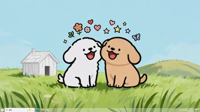 草地上可爱狗狗