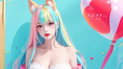 4K可爱彩虹女孩