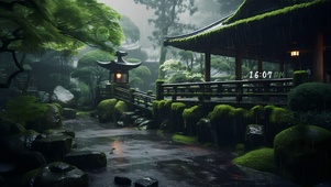 庭院落雨