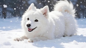 下雪天的萨摩耶