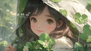 雨中的小女孩