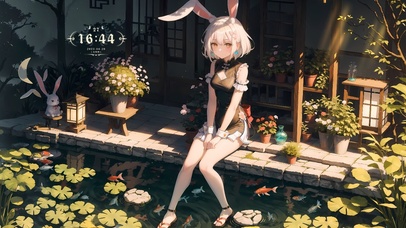 4k唯美庭院少女