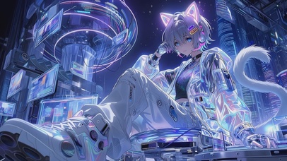 赛博城市猫耳少女