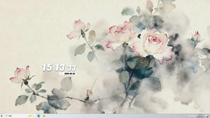 墨画花朵景色桌面主题