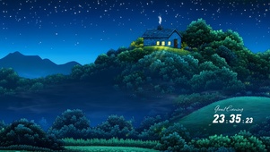 山林夜小屋-超宽屏