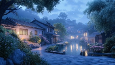 小镇的宁静蓝调时刻