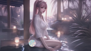 泡温泉女孩
