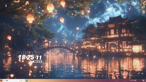 古风夜景灯笼景色桌面主题