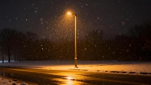 雪夜路灯