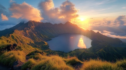 日出火山口湖泊