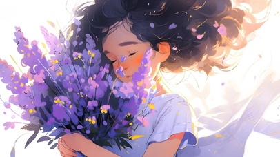 抱着鲜花的女孩