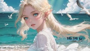 海边纯美精灵少女