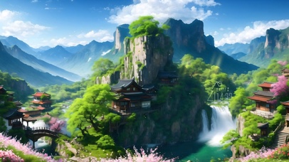 4k唯美仙境瀑布