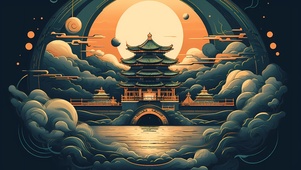 祥云国风楼阁